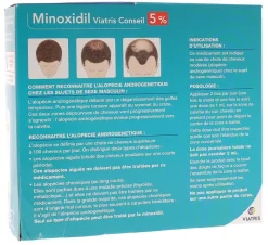 Minoxidil Viatris conseils 5 % – 3 flacons de 60 ml