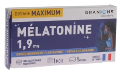 Mélatonine dosage maximum Granions 1,9 mg – 30 comprimés