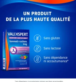Mélatonine 1 mg 4 actions Valdispert - boite de 30 capsules liquides