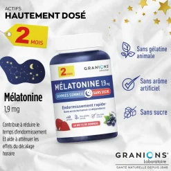 Mélatonine 1,9 mg Granions – 60 gummies