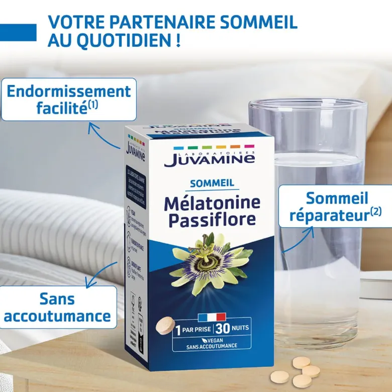 Mélatonine passiflore Juvamine Sommeil