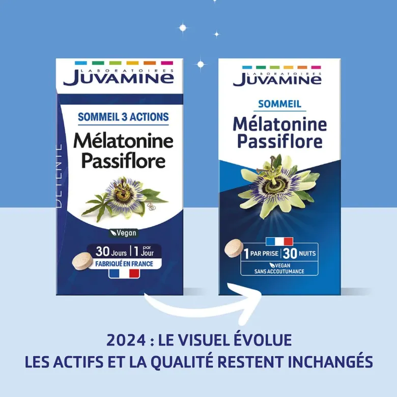 Mélatonine passiflore Juvamine Sommeil