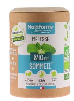Mélisse bio Sommeil Nat&Form - pot de 90 gélules