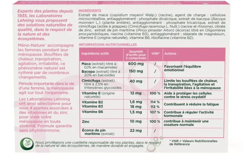 Méno-Nature Lehning - boîte de 60 comprimés