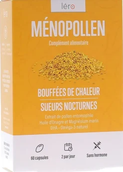 MénoPollen bouffées de chaleurs & sueurs nocturnes Léro - boîte de 60 capsules