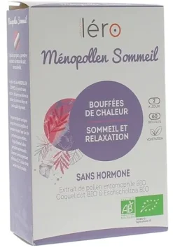 Ménopollen Sommeil & bouffées de chaleur bio Léro - boîte de 60 gélules