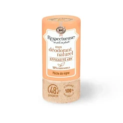 Mon déodorant naturel pêche de vigne Respectueuse - roll-on de 50g