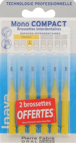 Mono compact étroit 1 mm Inava - 4+2 brossettes interdentaires