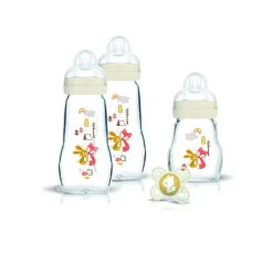 Mon premier coffret biberons verre hérisson Mam - 3 biberons et 1 sucette