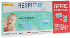 Mouche bébé Respimer - boîte contenant un mouche bébé et 25 filtres