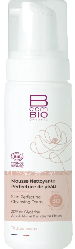 Mousse nettoyante perfectrice de peau bio BcomBIO - flacon-pompe de 150 ml
