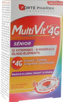 MultiVit' 4G Sénior Forté Pharma - boîte de 30 comprimés bicouches