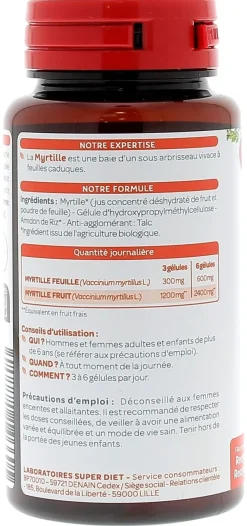 Myrtille bio Super Diet - boite de 90 gélules