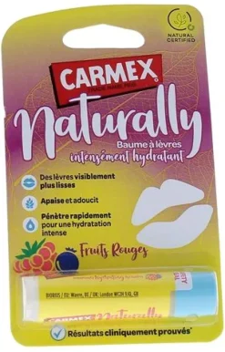 Naturally Baume à lèvres Intensément hydratant Fruits rouges Carmex - stick de 4g