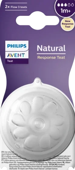 Natural Response Tétine natural 2 trous débit lent 1 mois + Avent - 2 tétines
