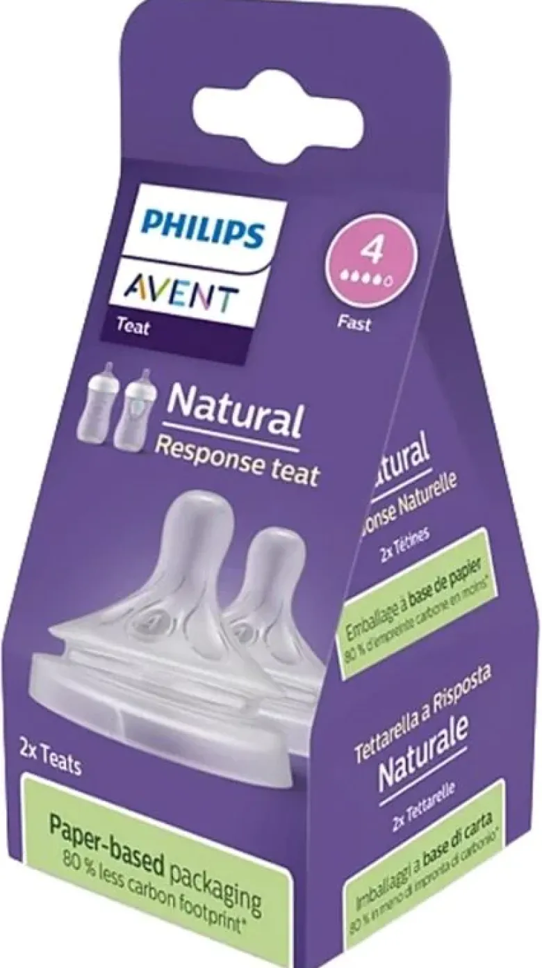 Natural Response Tétine 4 trous débit rapide Avent - 2 tétines
