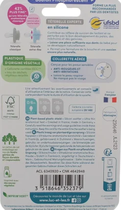 Nature sucettes anatomiques téterelle extra-fine 0-6 mois mouton & bleu Luc et Léa - lot de 2 sucettes