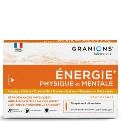 Énergie+ physique et mentale Granions - boîte de 30 ampoules buvables