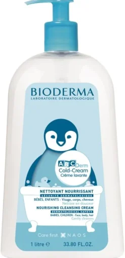 Nettoyant nourrissant bébés et enfants cold cream lavante Bioderma - flacon de 1 litre