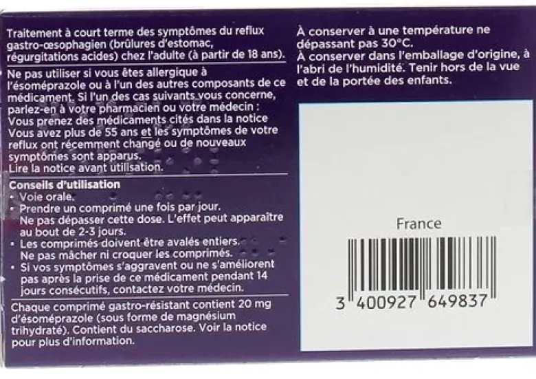 Nexium control 20 mg comprimé gastro-resistant