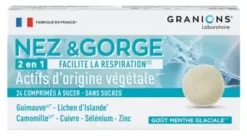 Nez-gorge 2en1 Granions - boîte de 24 comprimés à sucer