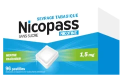 Nicopass 1,5 mg sans sucre menthe fraîcheur – 96 pastilles