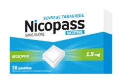 Nicopass sans sucre eucalyptus 1,5mg pastilles à sucer - boite de 36 pastilles