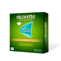 Nicorette 2 mg fruits gomme à mâcher sans sucre - boîte de 210 gommes