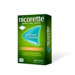 Nicorette 2 mg fruits sans sucre – 105 gommes à mâcher