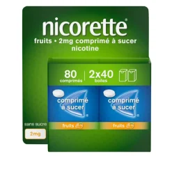 Nicorette 2 mg sans sucre fruits – 2 x 40 comprimés