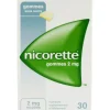 Nicorette 2mg sans sucre gomme à mâcher - boite de 30 gommes
