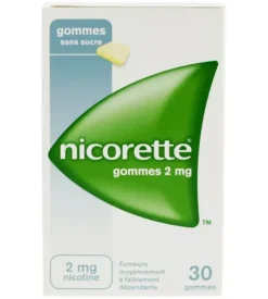 Nicorette 2mg sans sucre gomme à mâcher - boite de 30 gommes