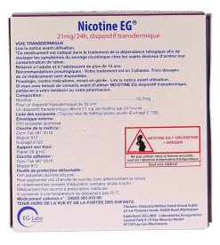 Nicotine EG dispositif transdermique patch 21 mg/24 h – 28 dispositifs