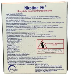Nicotine EG dispositif transdermique patch - boite de 28 dispositifs transdermiques