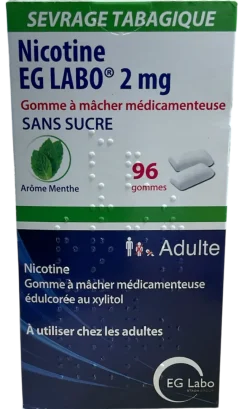 Nicotine EG Labo 2mg sans sucre arôme menthe - boîte de 96 gommes à mâcher