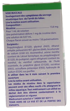Nicotine EG 1 mg/dose arôme menthe - spray de 15ml