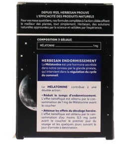 Noctaphyt Mélatonine 1mg Herbesan - boîte de 30 gélules