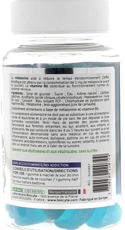 Noctrim sommeil goût framboise Biocyte - pot de 60 gommes