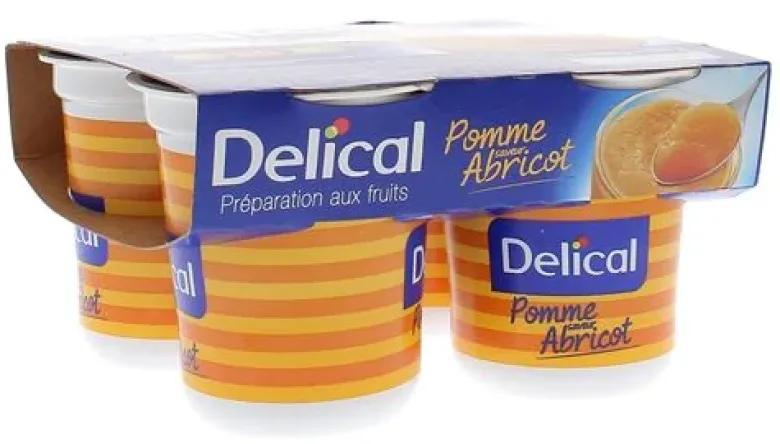 Nutra'pote Dessert aux fruits pomme abricot Delical - lot de 4 pots de 200g