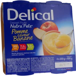 Nutra'pote Dessert aux fruits pomme banane Delical - lot de 4 pots de 200g