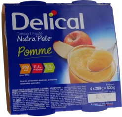 Nutra'pote Dessert aux fruits pomme Delical - lot de 4 pots de 200g