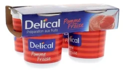 Nutra'pote Dessert aux fruits pomme fraise Delical - lot de 4 pots de 200g
