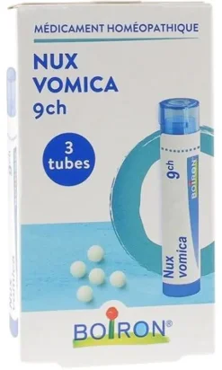Nux vomica 9CH Boiron – granules, 3 tubes de 4 g