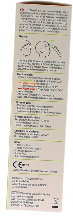 Octoflash thermomètre médical frontal sans contact PediAct – un
