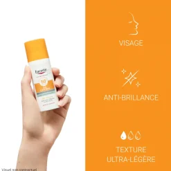 Oil control sun gel-crème visage SPF 50+ Eucerin – 50 ml