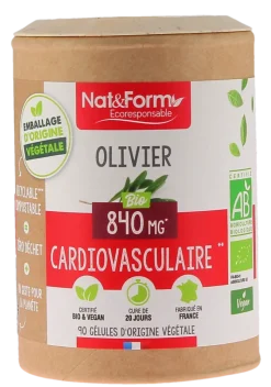 Olivier 840mg bio Ecoresponsable Nat&Form - pot de 90 gélules