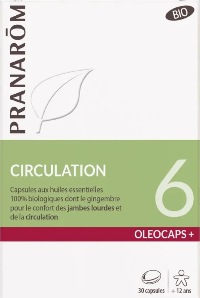 Oléocaps+ 6 Circulation bio Pranarôm - boîte de 30 capsules