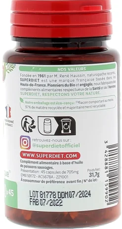 Omega 3 DHA EPA Super Diet - boite de 45 capsules