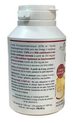 Omega 3 Les 3 Chênes - pot de 120 capsules offre spéciale 30% offert