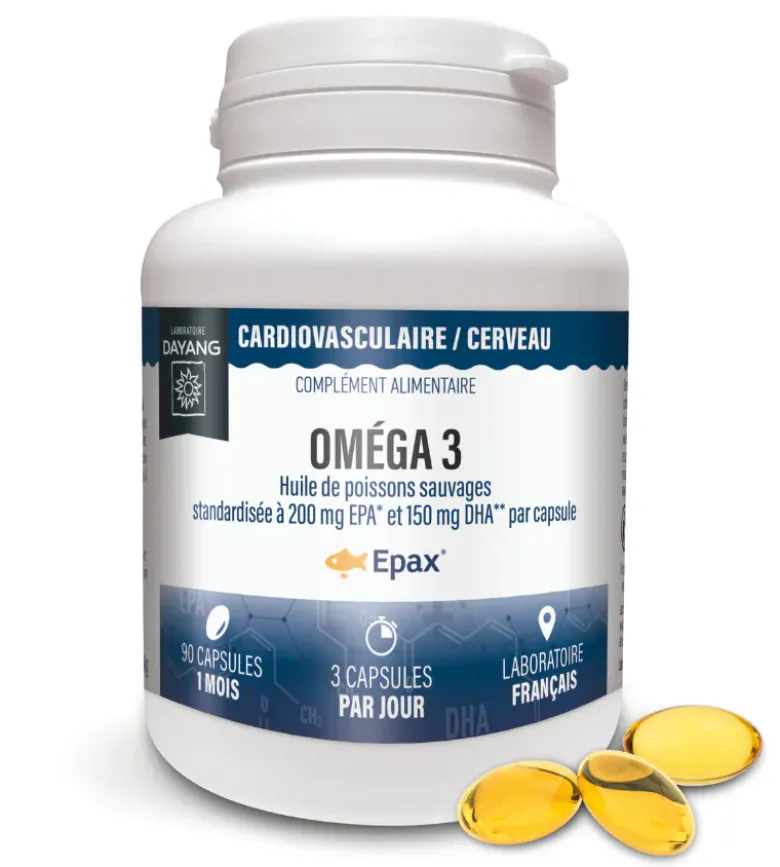 Oméga 3 Epax huile de poissons sauvages Dayang - pot de 90 capsules